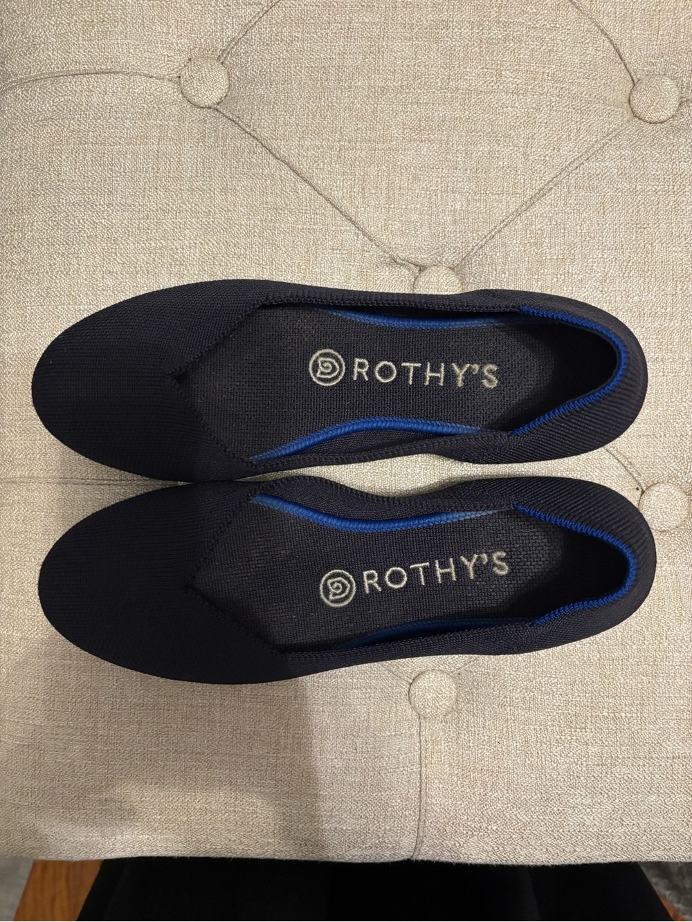Rothy's Navy Knit Slip-Ons with Blue Trim
